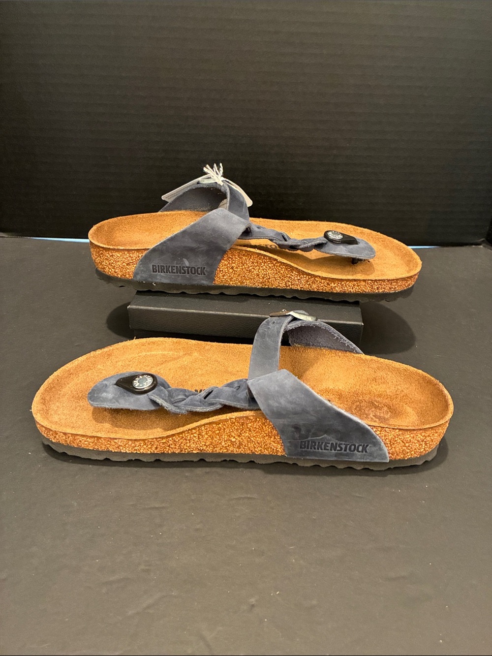 Birkenstock Women's Braided Gizeh Sandals in Navy Blue Suede Strapping. NWT - Picture 2 of 8